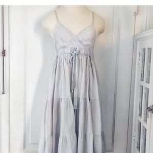 Modcloth Sherelle Light Blue & White Striped Midi